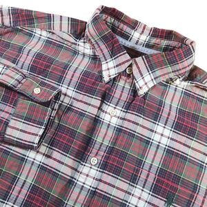 Ralph Lauren Shirt Mens XL Red Green Plaid Long Sleeve Button Down Pony Classic